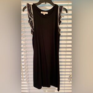 Loft Black Soft Knit Dress with Ruffled Sleeves Size SP
